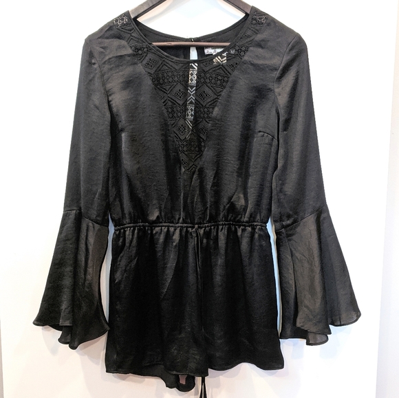 Band of Gypsies Pants - Band of Gypsies Black Bell Sleeve Romper Small